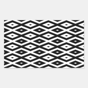 Adesivo Retangular Padrão de diamante preto e branco