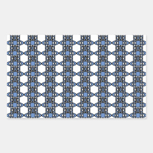 Adesivo Retangular Padrão de escaravelho Abstrato Azul do Mod Retro