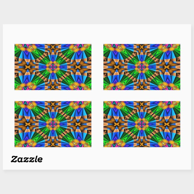Adesivo Retangular Padrão de Flores de Abstrato exclusivo (Folha)