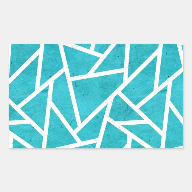 Adesivo Retangular Padrão de mosaico azul-esverdeado e branco (Frente)