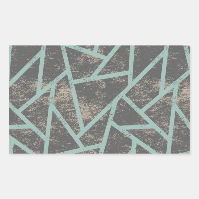 Adesivo Retangular Padrão de mosaico verde-claro e cinza (Frente)