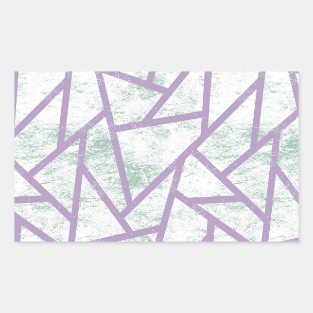 Adesivo Retangular Padrão de mosaico verde-lavanda e claro (Frente)