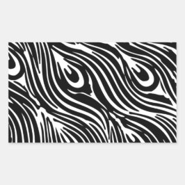 Adesivo Retangular Padrão De Penas Pretas E Brancas