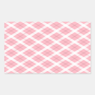 Adesivo Retangular Padrão De Tartan Rosa E Branco