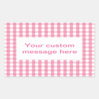 Adesivo Retangular Padrão de Verificação de Gingham Rosa