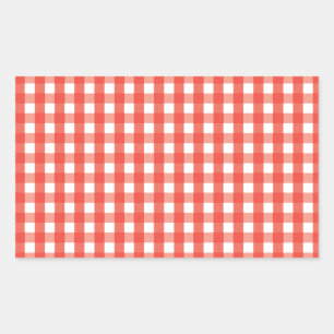 Adesivo Retangular Padrão de Verificação de Gingham Vermelho