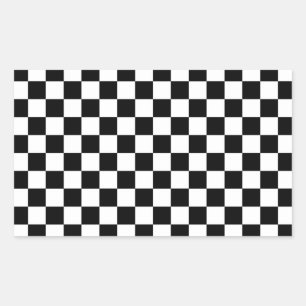 Adesivo Retangular Padrão de verificação preto e branco