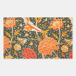 Adesivo Retangular Padrão de wallpaper Floral do Designer de Vintage