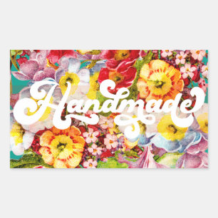 Adesivo Retangular Padrão Floral Bonito Feita À Mão Primrose