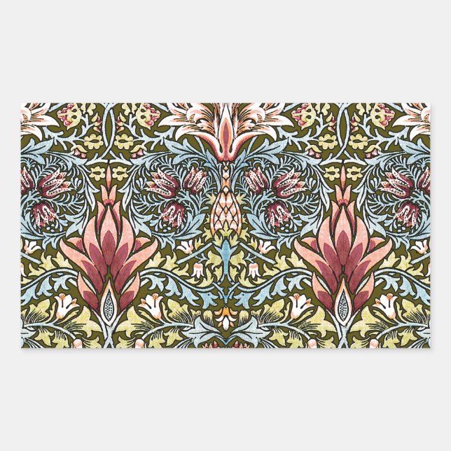 Adesivo Retangular Padrão Floral Cabeça de Cobra de William Morris (Frente)