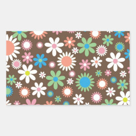 Adesivo Retangular Padrão Floral de Daisy Cute