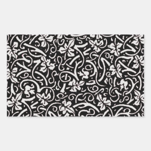 Adesivo Retangular Padrão floral do decorador de moentes de videira