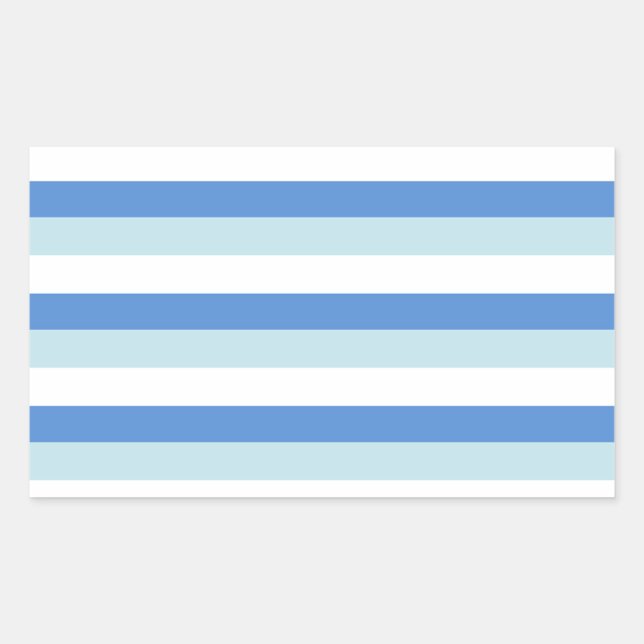 Adesivo Retangular Padrão Moderno de Tendy White Blue Stripe (Frente)