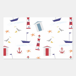 Adesivo Retangular Padrão náutico simples