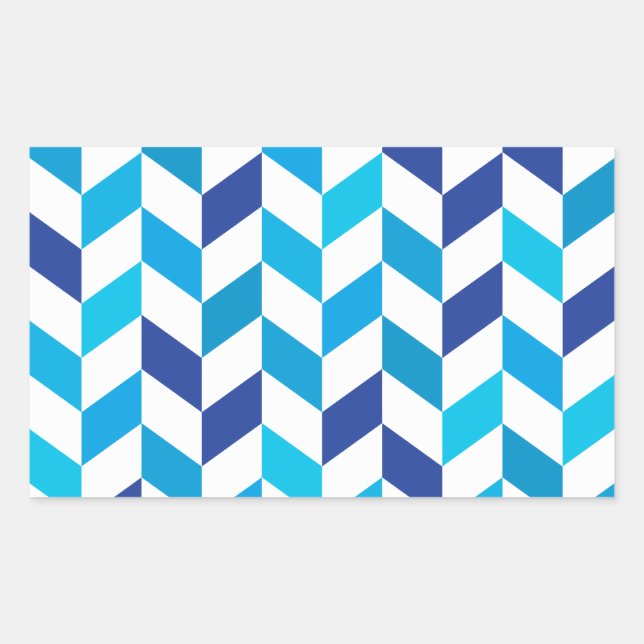 Adesivo Retangular Padrão Simples de Arenque Azul (Frente)