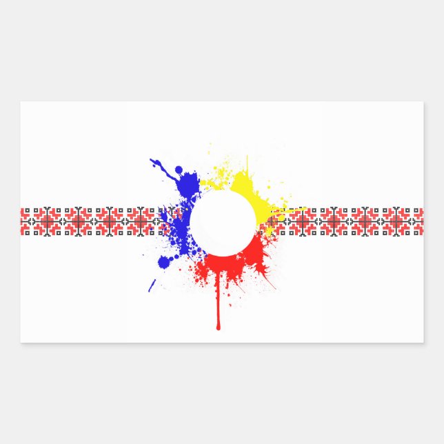 Adesivo Retangular país romênia bandeira tradicional motif splatter s (Frente)