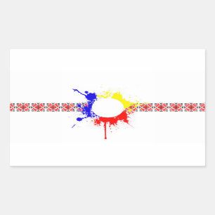 Adesivo Retangular país romênia bandeira tradicional motif splatter s
