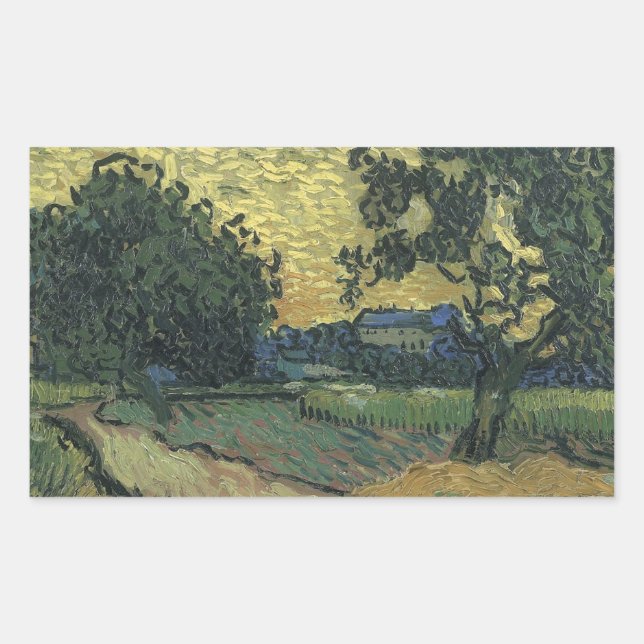 Adesivo Retangular Paisagem de Van Gogh ao Crepúsculo (Frente)