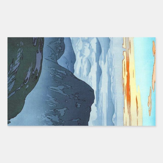 Adesivo Retangular paisagem montanhosa legal do japonês Yoshida (Frente)