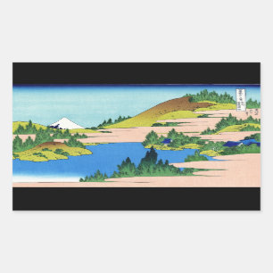 Adesivo Retangular Paisagem oriental legal da opinião de Hokusai Fuj