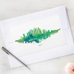 Adesivo Retangular Paisagem urbana da Cidade de Nova York em aquarela