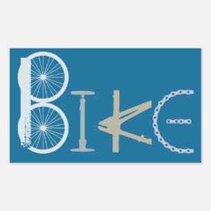 Adesivo Retangular Palavra de bicicleta feita a partir de cores perso