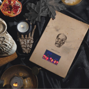 Adesivo Retangular Palavra-de-Lanterna do Halloween Spookie