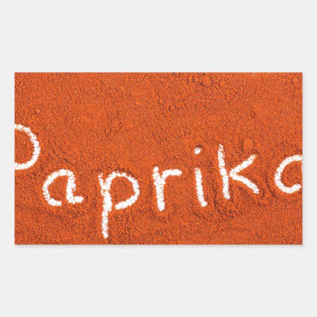 Adesivo Retangular Palavra-paprika escrita em pó de paprica (Frente)