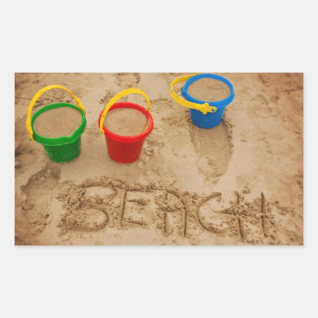 Adesivo Retangular Palavras de areia de praia (Frente)