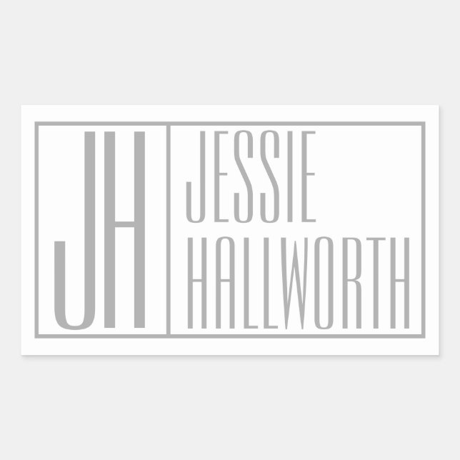 Adesivo Retangular Paleta retangular de logotipo de inicializações e  (Frente)