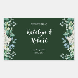 Adesivo Retangular Paleta Verde de Aquarela do Amor Casamento