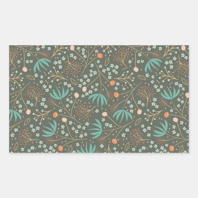 Adesivo Retangular Palha de Natal Colorida Feita à Mão (Frente)