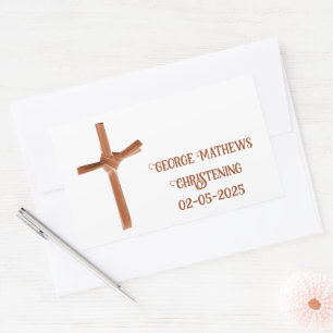 Adesivo Retangular Palm Cross Personalizado Christening & Communion