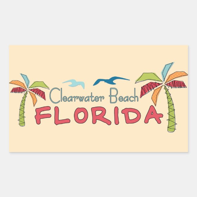Adesivo Retangular Palmas de arte da Clearwater Beach Florida (Frente)