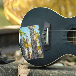 Adesivo Retangular Palmas grandes Tiki de Havaí Pu'uhonua o Honaunau