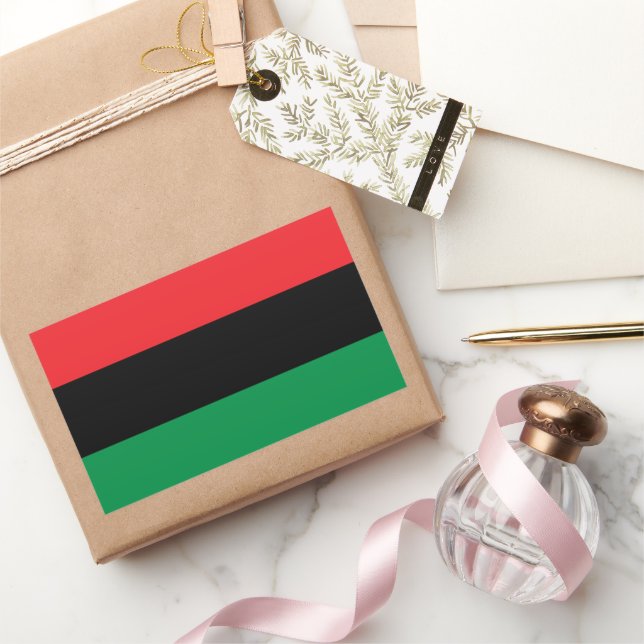 Adesivo Retangular Pan African flag, Afro American Black history (Presentear)