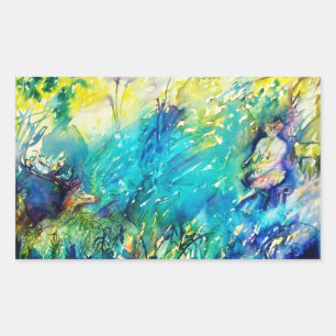 ADESIVO RETANGULAR PAN JOGANDO FLUTA E CERVEJA EM TERRA VERDE