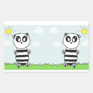 Adesivo Retangular Panda Kids