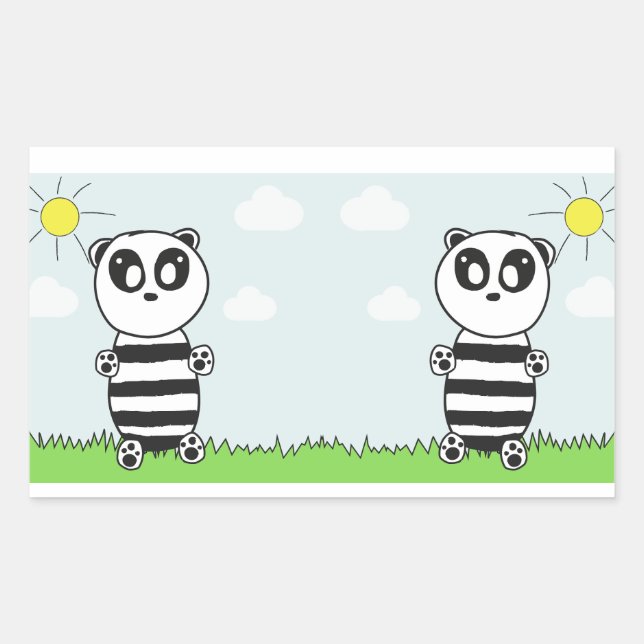Adesivo Retangular Panda Kids   (Frente)