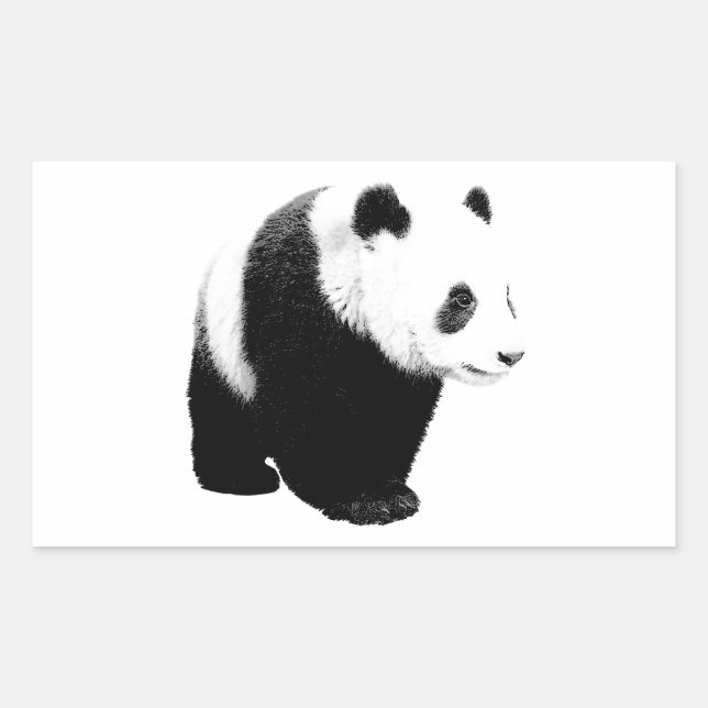 Adesivo Retangular Panda Preta e Branca (Frente)