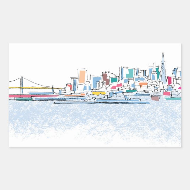 Adesivo Retangular Panorâmica San Franciso, CA (Frente)