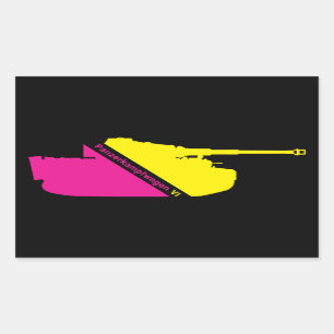 Adesivo Retangular Panzerkampfwagen mínimo VI, magenta-amarelo