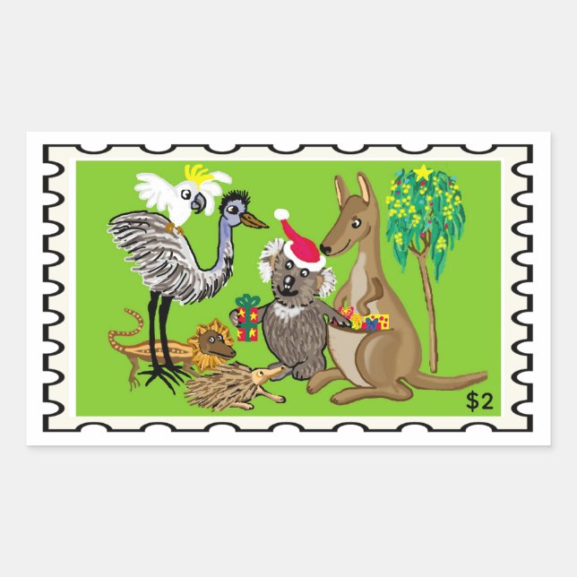 Adesivo Retangular Papai Noel Coala Natal Australiano (Frente)
