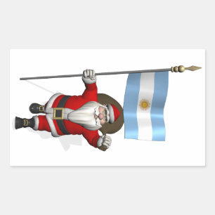 Adesivo Retangular Papai Noel Com Alferes Da Argentina