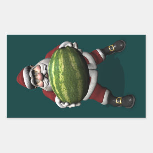 Adesivo Retangular Papai Noel Com Melancia Enorme