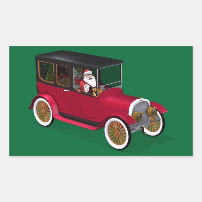 Adesivo Retangular Papai Noel de Hot Rod (Frente)