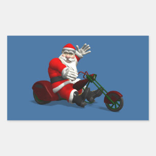 Adesivo Retangular Papai Noel de Triciclo