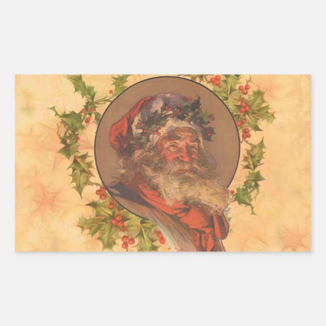 Adesivo Retangular Papai Noel Leyendecker Antigo Vitoriano (Frente)