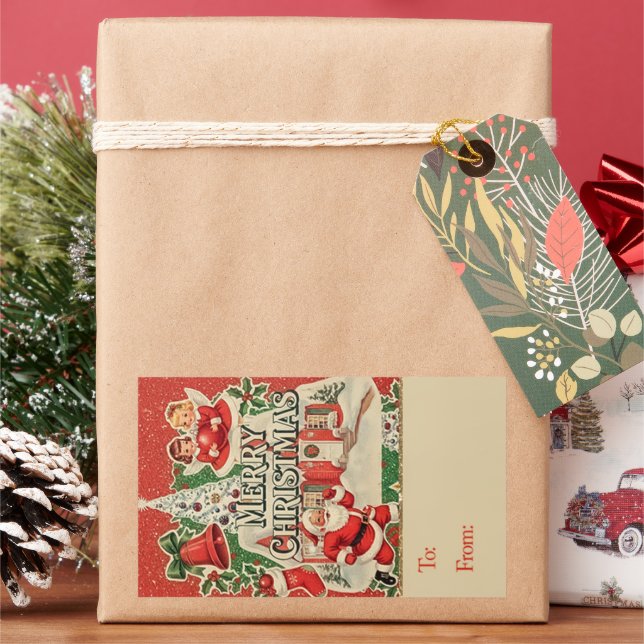 Adesivo Retangular Papai Noel Vintage (Feriado)
