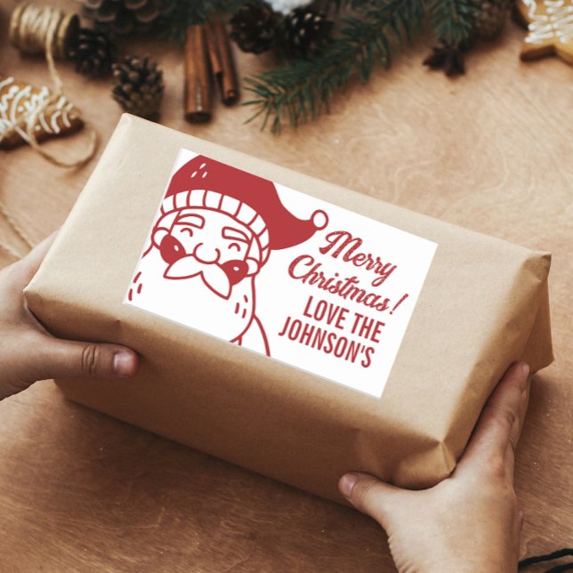 Adesivo Retangular Papais noeis Feliz presente de Natal (christmas custom stickers)